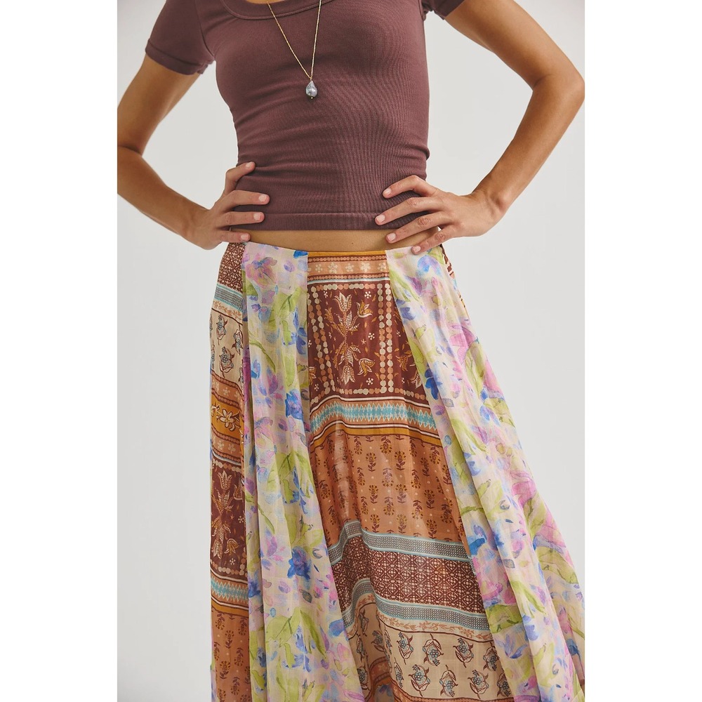 NEW FREE PEOPLE Santa Eulalia Printed Maxi Skirt SIZE 8
